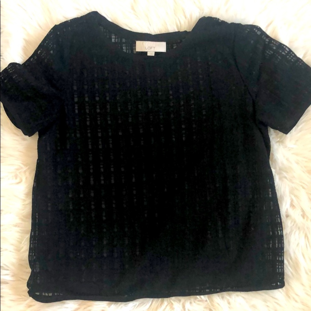 Ann Taylor LOFT sheer plaid tee